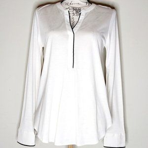 Ann Taylor Petite long sleeve blouse w/Black trims Size SP - NEVER W0RN